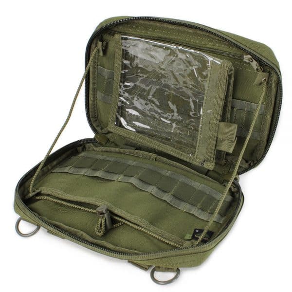 Open t & t pouch with plastic sleeve