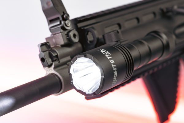 Long gun light close up on weapon